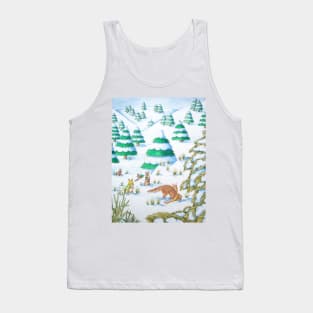 cute fox and rabbits snow scene for christmas Tank Top